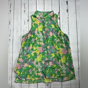 Ann Taylor Floral Print  Blouse size 14 52% silk 48% cotton